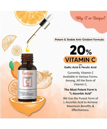 Buy 20% Vitamin C Face Serum - 30ml | Anti-Aging Serum for Men & Women | Best International Shipping - Buy Online on GoSupps.com