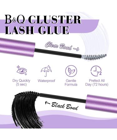 Lash Cluster Glue 10 ML - Waterproof Black Bond for Eyelash Extensions | Lasts 48-72 Hours | Includes Brushes & Tweezers - B&Qaugen - Buy Online on GoSupps.com