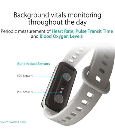 ASUS HC-C05 VivoWatch Aero 5 - Waterproof Fitness Tracker with Step Monitoring Heart Rate Altimeter & More | International Shipping - Buy Online on GoSupps.com