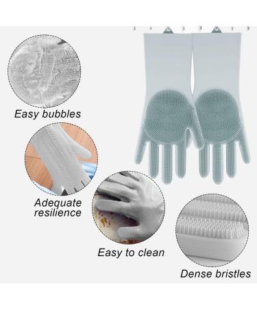Silicone Dishwashing Gloves Reusable Washing Household Gloves Thicken Cleaning Brush Scrubber Gloves for Laundry Gray - Buy Online on GoSupps.com