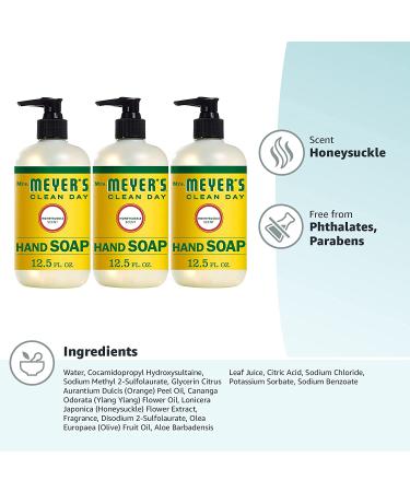 Mrs. Meyer's Honeysuckle Hand Soap 12.5 fl. oz - Pack of 3 | Biodegradable Formula with Essential Oils - Buy Online on GoSupps.com
