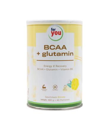 BCAA + Glutamin Energy & Recovery I 40 Portions High-purity Mixt L-Leucin L-ISOLEUCIN L-Valin L-Glutamine Vitamin B 6 I Sports Food BCAA amino acids Powder |Workout booster (lemon)