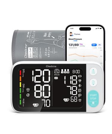 Checkme Bluetooth Blood Pressure Monitor for Home Use include Pregnant Women & Diabetics Blood Pressure Machine Dual Display w Adult Cuff 22-45cm 500 Records Voice Broadcast compatible w APP