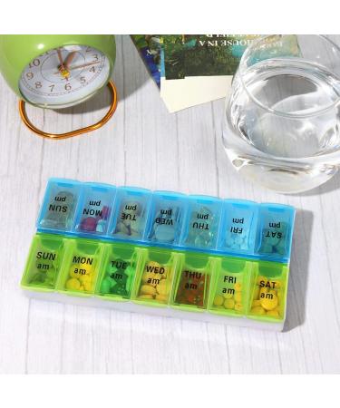 7 Day AM PM Pill Organizer - Large Weekly Pill Box for Vitamins & Medications | Blue & Green - Buy Online on GoSupps.com