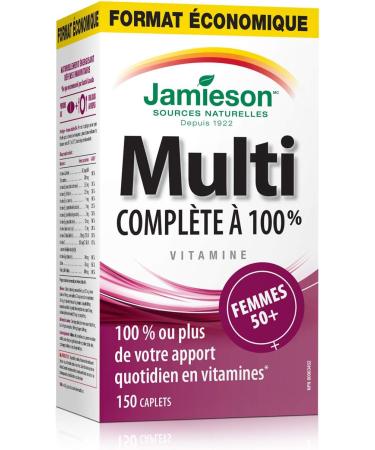 Jamieson 100 percent Complete Multivitamin for Women 50 plus - Value Size 150 Caplets 150 Count (Pack of 1) - Buy Online on GoSupps.com