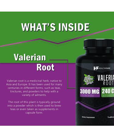 Healthfare Valerian Root Capsules - 3000mg Ultra High Potency Organic Extract Supplement - 240 Pills Non-GMO & Gluten Free - Buy Online on GoSupps.com
