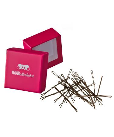 Haarly loved more grip hair clamps bobby pins anti slide (24 pieces | brown | 6cm) ultra paint with special painting including box for storage (box color: pink) - Buy Online on GoSupps.com