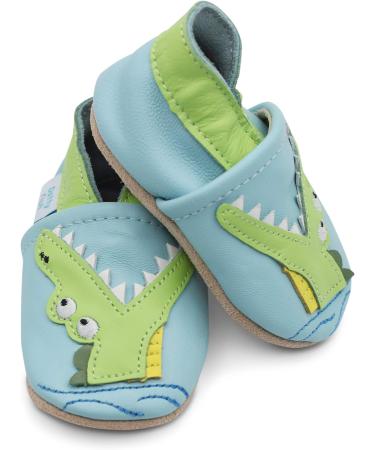 Dotty Fish Soft Leather Baby Shoes for Boys | Non Slip Toddler Shoes with Animal Designs | 0-6 Months - 4-5 Years | Crocodile Design - Buy Online on GoSupps.com