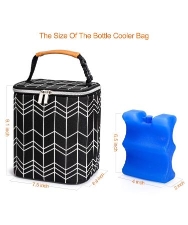 BABEYER Breastmilk Cooler Bag with Ice Pack - Fits 4 Baby Bottles, 9 Oz Capacity - Ideal for Nursing Moms and Daycare - Black - Buy Online on GoSupps.com