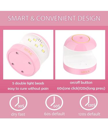 MEKK Mini UV LED Nail Lamp 18W | Professional Nail Dryer for Gel Nails - Pink | Type-C UV Light for Nails | LCD Display - Buy Online on GoSupps.com
