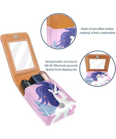 Shop Stylish Cartoon Cloud Rainbow Unicorn Lipstick Case - Mini Leather Lip Gloss Organizer with Mirror for International Shipping - Buy Online on GoSupps.com