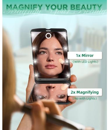 Portable Compact Makeup Mirror with LED Lights - Perfect Handbag Mirror for Travel - Great Gift for Teenage Girls and Women - Buy Online on GoSupps.com