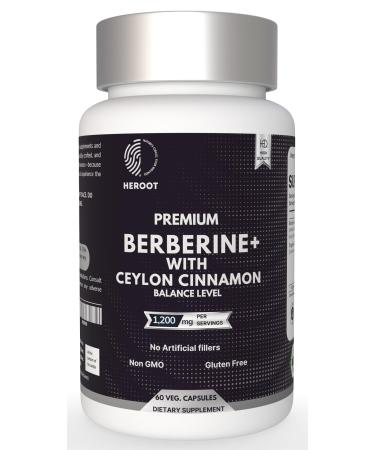 Premium Berberine with Ceylon Cinnamon Capsules 120 Count Vegetarian Non-GMO Gluten Free Certified Organic 120 Count (Pack of 1)