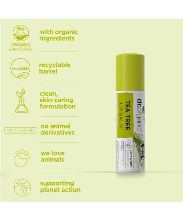 Dr. Organic Tea Tree Lip Balm | Moisturizing SPF 15 | Vegan Paraben & SLS-Free | 5.7ml - Ideal for Men & Women - Buy Online on GoSupps.com