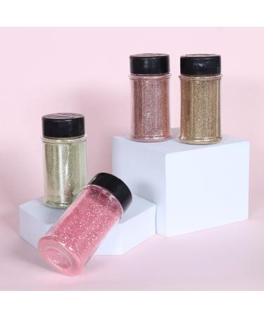 Laza Spring Ultra Fine Glitter Powder - 4 Colors 320ml Craft Sequins Rose Gold PET Extra Fine Glitter for Flowers, Nail Art, Epoxy Tumblers & Weddings - Pink Gold - Buy Online on GoSupps.com