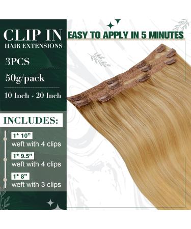 Runature Gold & Light Blonde Clip-In Hair Extensions - Real Human Hair 40cm 50g 16 Inch #16P24 - Smooth Natural 3PCs - Buy Online on GoSupps.com