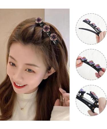 Hair Clips 4 Pack Sparkling Crystal Stone Braided Duckbill Clip Satin Fabric Hair Bands Rhinestone Hair Clips Braided Hair Clip with Rhinestones for Women/Girls - Buy Online on GoSupps.com