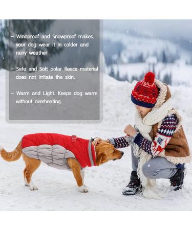 Kuoser Waterproof Dog Coat | Cozy Cold Weather Jacket for Small & Medium Dogs | Fleece Lined Reflective Winter Vest | Pet Clothing in Red - Buy Online on GoSupps.com