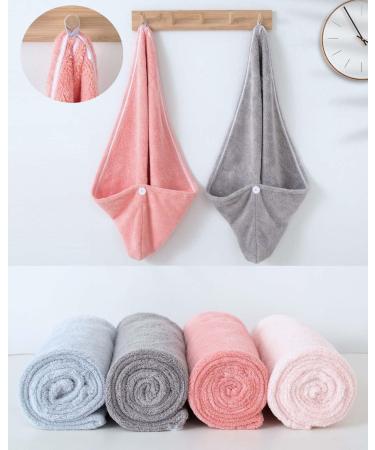 Shop Lumimi 4-Piece Microfiber Hair Turban Set - Soft Extra Absorbent Fast-Drying Towel for Quick Drying - Gift Set in Pink Gray & Light Blue - Buy Online on GoSupps.com