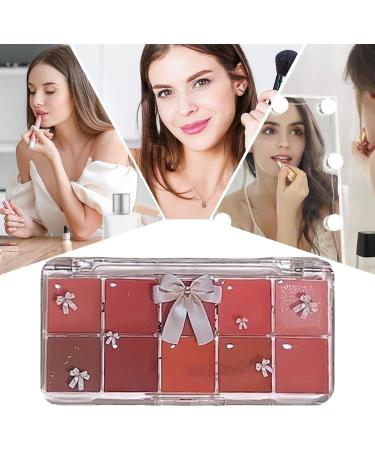 Lip Palette Set - 10 Glossy Lip Colors - Waterproof Lip Makeup Palette Moisturizing Jelly Tinted Lip Glosses for Women - Buy Online on GoSupps.com
