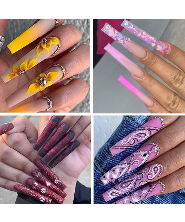 500pcs Clear Extra Long C Curve False Nail Tips | XXL Acrylic Fake Nails with Bag | 10 Sizes Half Cover Straight Square French Tips for Salon & DIY - Buy Online on GoSupps.com