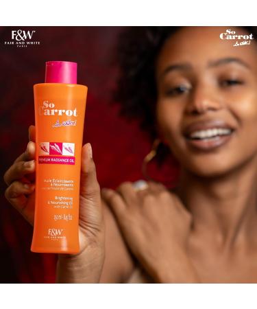 Fair & White So Carrot Brightening Oil - 8.4 fl oz | Natural Moisturizer & Nourisher - Hydrate & Brighten Skin Tone with Glycerin Sweet Almond & Carrot Oil - Buy Online on GoSupps.com