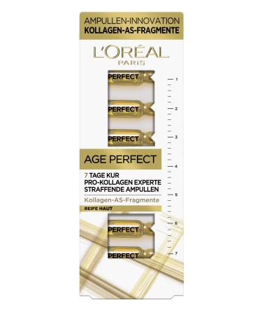 L'Oreal Paris L'Or al Paris Firming Ampoules for Mature Skin - Anti-Aging Facial Treatment with Anti-Wrinkle Effect - With Fragments of AS Collagen - Age Perfect Pro Collagen Expert - 7 x 1ml