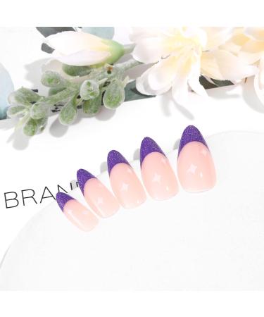 Sethexy Abstract Almond Shape False Nails - 24 PCS Purple Swirl Press-On Acrylic Nails for Women & Girls - Buy Online on GoSupps.com