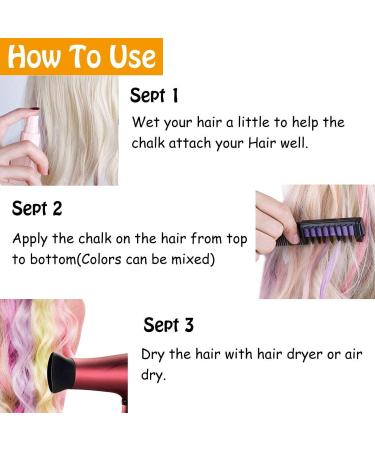 Hair Chalk Comb Set - 10 Color Temporary Washable Hair Dye for Kids | Birthday and Holiday Gifts for Girls Ages 6-12 | Pink, Red, Rose Red, Dark Blue - Buy Online on GoSupps.com