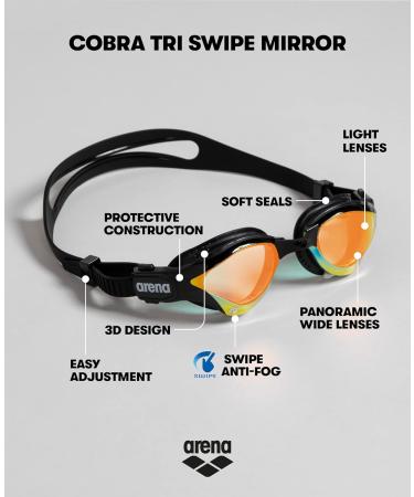 ARENA Unisex Cobra Tri Swipe Mr Swimming Goggles - Yellow Copper-Black | International Shipping Available - Buy Online on GoSupps.com