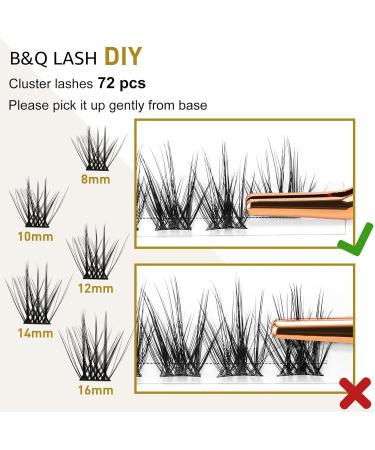 12mm D Curl Individual Cluster Lashes - 72 Soft Fluffy Clusters for DIY Lash Extensions | Natural Eyelash Clusters - B20 D-12mm - Buy Online on GoSupps.com