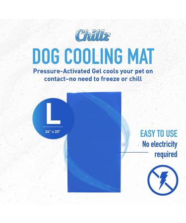 Chillz Dog Cooling Mat - Pressure Activated Gel Pad for Dogs & Cats - Non-Toxic, No Water Needed - Ideal for Home, Travel, Crates - Large Blue - Buy Online on GoSupps.com