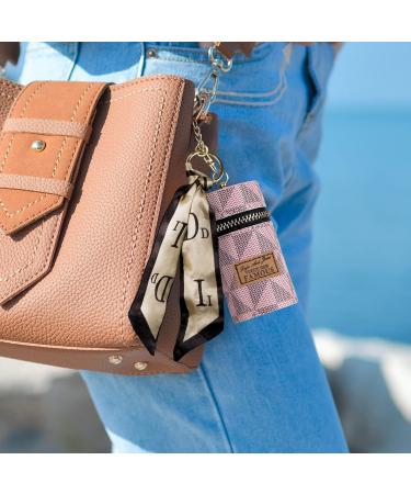 Adorila 2 Pack Lipstick Organizer: Portable Mini Leather Lip Gloss Bag with Keychain - Brown Pink & White Brown - Ideal Lipstick Case for Purse - Buy Online on GoSupps.com