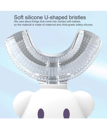 Kids U-Shaped Toothbrush - Cartoon Bear Shape - Food Grade Soft Silicone Brush Head 360 Oral Teeth Cleaning Design for Toddlers and Children White - Buy Online on GoSupps.com