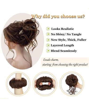 Hair Bun Hairpiece for Women Synthetic Messy Bun Hair Piece Tousled Updo Hair Buns Extension Elastic Band Curly Chignon Scrunchie Ponytail Extension for Women Hair Chignons(AM41-2) - Buy Online on GoSupps.com