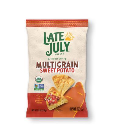 LATE JULY Snacks Multigrain Sweet Potato Organic Tortilla Chips, 7.5 oz. Bag
