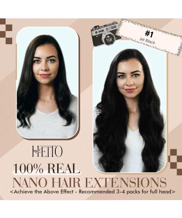 Nano Ring Real Hair Extensions - Remy Black 55cm 50g - Premium Quality Nano Ring Hair Extensions #1 - Buy Online on GoSupps.com
