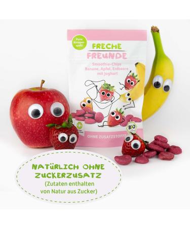 Buy FRECHE FREUNDE Organic Fruit Chips - Banana Apple Strawberry with Yoghurt | 12 Pack - Healthy Snack for Smoothies - International Shipping - Buy Online on GoSupps.com