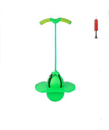 Christoy Pogo Jumper with Handle and Ball Pump, High Jump Toy Bounce Jump Trick Board Pogo Bouncing Ball Safe and Fun Pogo Stick for Kids Boys Girls and Adults (Green)