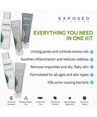 Exposed Skin Care Acne Treatment Kit - Complete Natural Solution for All Ages and Skin Types - Buy Online on GoSupps.com