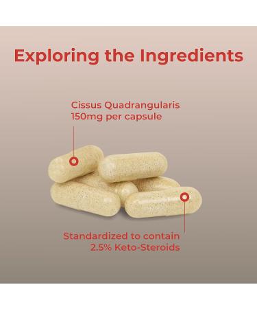 Nutridom Cissus Quadrangularis Supplement - Standardized to Contain 2.5% Keto-Steroids - Healthy Weight Management and Joint Health Support - Non-GMO Gluten Free Dairy & Soy Free Vegetable Capsules (120 Count) - Buy Online on GoSupps.com