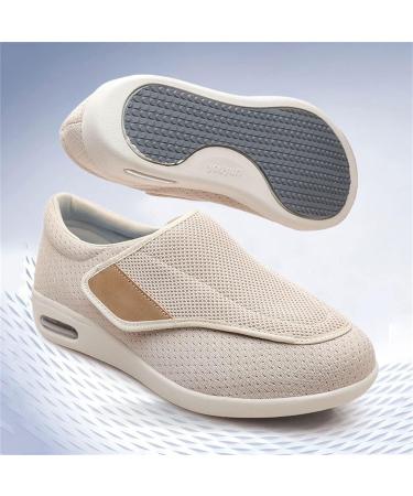 Yytcsjz Men Adjustable Diabetic Shoes - Beige, Extra Wide, Lightweight & Breathable for Swollen Feet and Edema - Size 12 - Buy Online on GoSupps.com