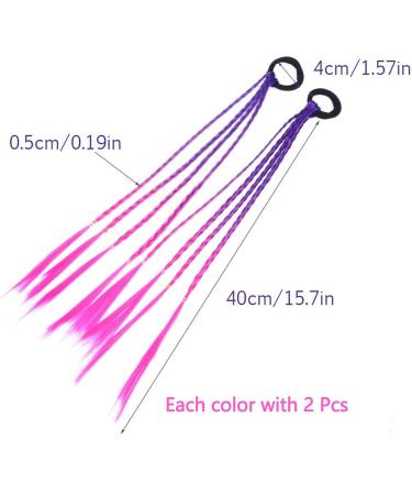 Colorful 8-Piece Hair Strands Set | 40 cm Twist Braid Extensions | Stylish Braiding Rubber Bands for Girls & Women - 4 Vibrant Colors - Buy Online on GoSupps.com