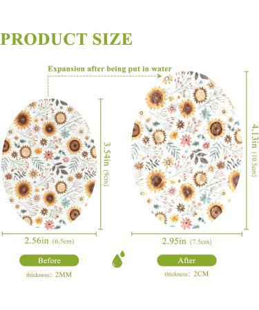 3-Pack Cleaning Kitchen Sponges Oval Sunflower Pattern Kitchen Cellulose Dishwashing Wood Pulp Cotton - Buy Online on GoSupps.com