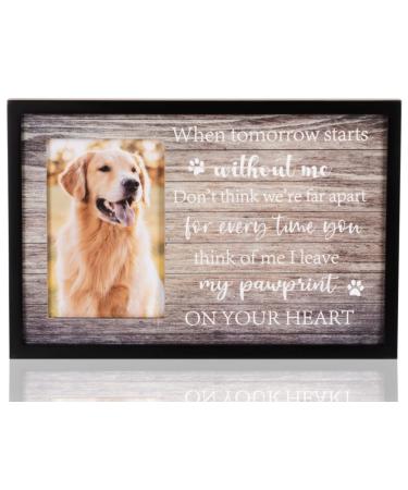 FEATHER & BLOSSOM Dog Memorial Picture Frame - Pet Memorial Gifts Black