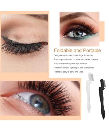 Buy Eyelash Comb Set - Stainless Steel Mascara Applicator Brushes | 2pcs Foldable & Portable for Easy Eye Makeup - Buy Online on GoSupps.com