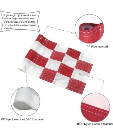 Checkered Golf Flags 8x6 Mini Putting Green Flags - 3 Pack Red/White Pin Flags | 420D Nylon Yard, Indoor, Outdoor Backyard Garden Flags - Buy Online on GoSupps.com