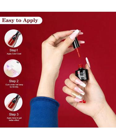 LKE Gel Nail Polish Set - 6 Colors for All Seasons | White Black Red Pink Gold & Silver Glitter | Soak Off UV/LED Nail Kit for Home & Salon Manicure - Buy Online on GoSupps.com