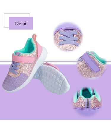 Girls Glitter Sneakers - Comfortable Sports Shoes for Kids | Velcro Fastener | 23 EU Violet Pink - Buy Online on GoSupps.com