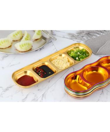 Sauce Dipping Saucer Sauce Dipping Bowls Four Grid 304 Stainless Steel Durable Seasoning Plate Appetizer Plates Serving Dish Household Fruit Snack Plate Condiments Server Dishes Soy Sauce Bowl - Buy Online on GoSupps.com